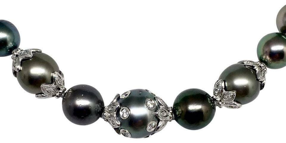 Diamond Tahitian Pearl Necklace 18k Gold 13.25 mm 17" Certified $19,690 822492 - Certified Fine Jewelry