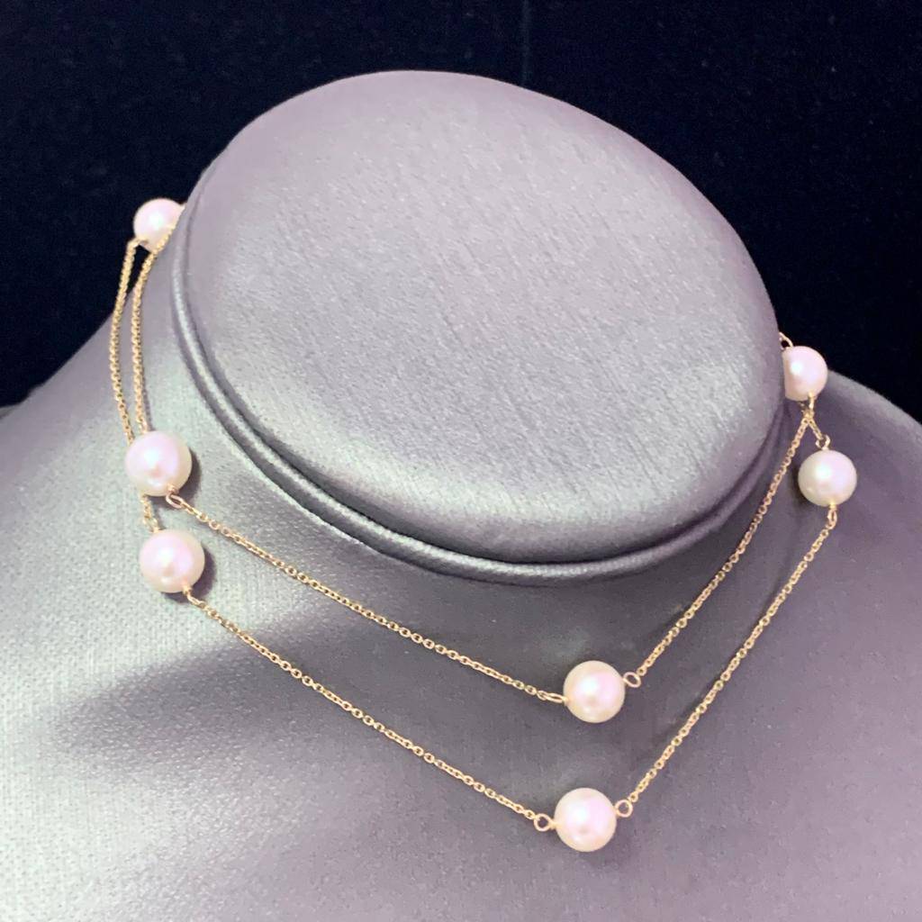 Akoya Pearl Necklace 8-7.50 mm 14k Gold 24.50" Women Certified $2,575 721781 - Certified Fine Jewelry