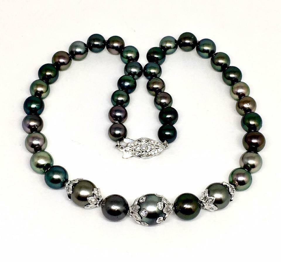 Diamond Tahitian Pearl Necklace 18k Gold 13.25 mm 17" Certified $19,690 822492 - Certified Fine Jewelry