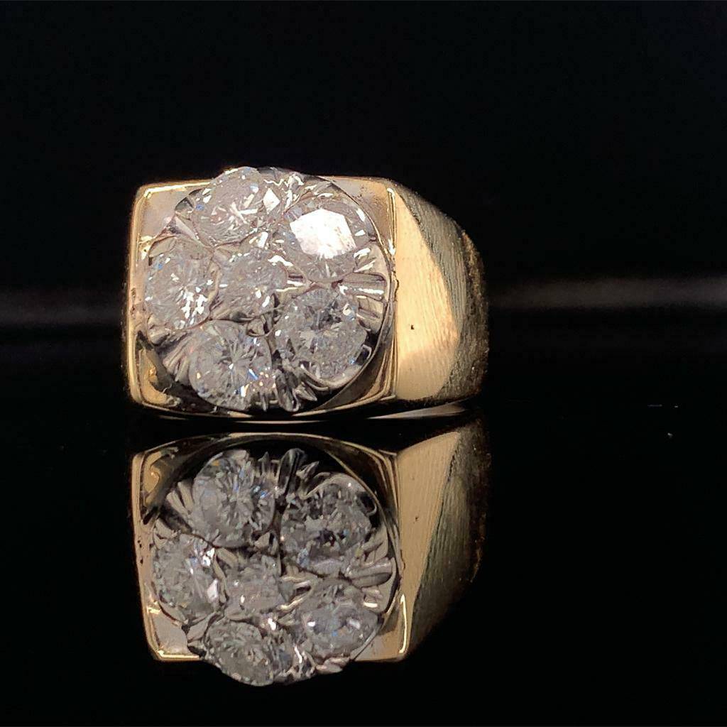 Diamond Ring Unisex 14 KT Yellow & White Gold 1.10 CT Certified $5,950 018203 - Certified Fine Jewelry