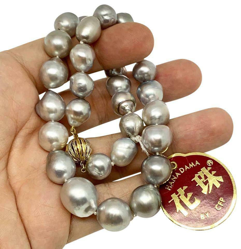 Hanadama Tahitian Pearl Necklace 14.3 mm Women 14k Gold Certified $9,750 917185 - Certified Fine Jewelry