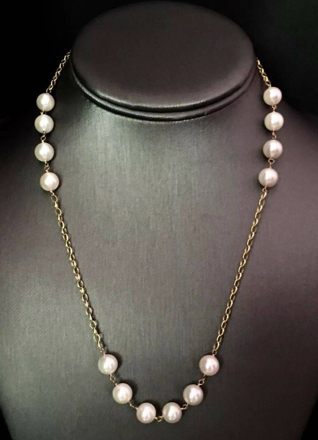 Necklace Akoya Pearl 8.10 mm 18.75" 14k Gold Women Certified $2,000 717458 - Certified Fine Jewelry