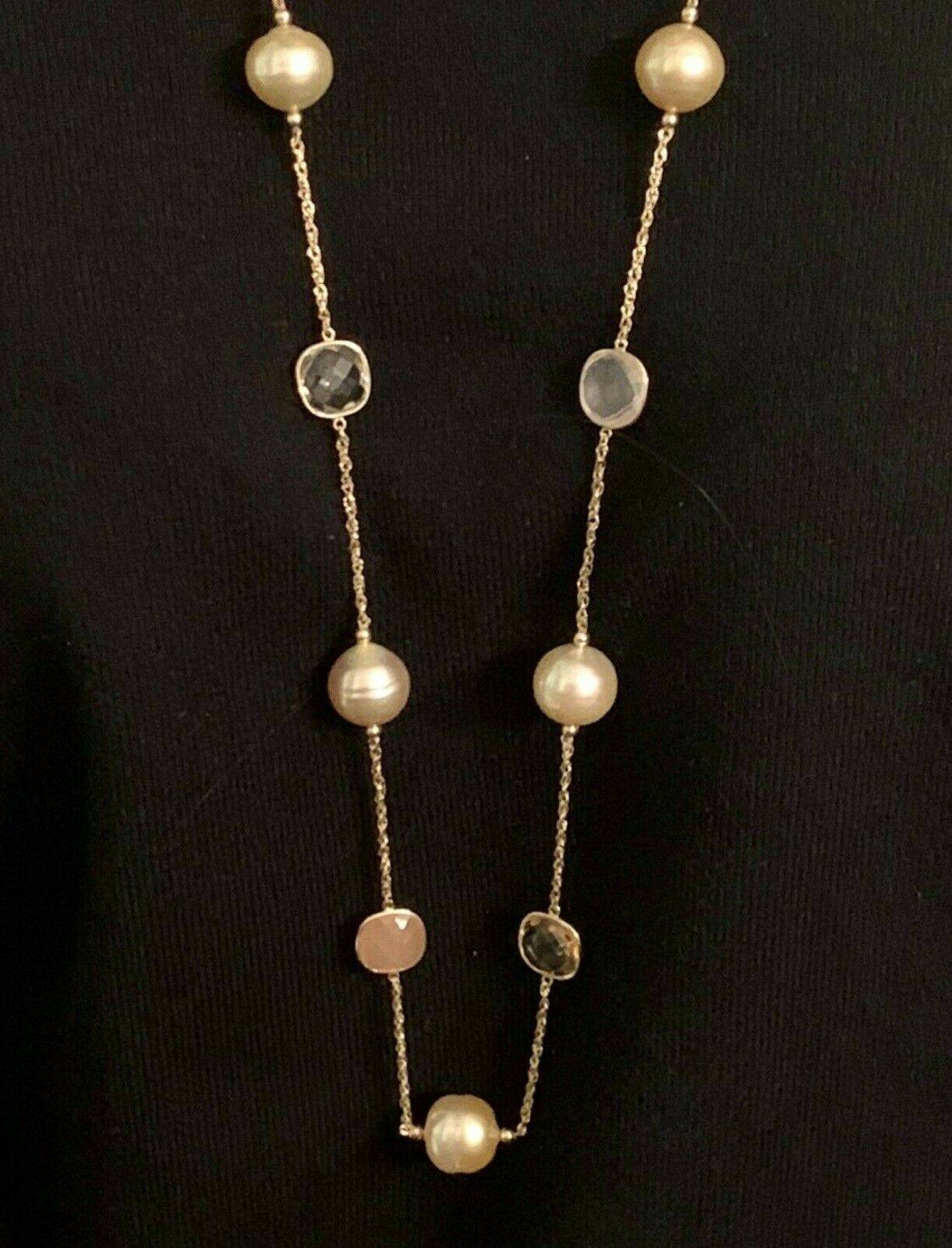 South Sea Gold Pearl Quartz Necklace 14k Gold 14.6 mm Certified $2,970 820708 - Certified Fine Jewelry