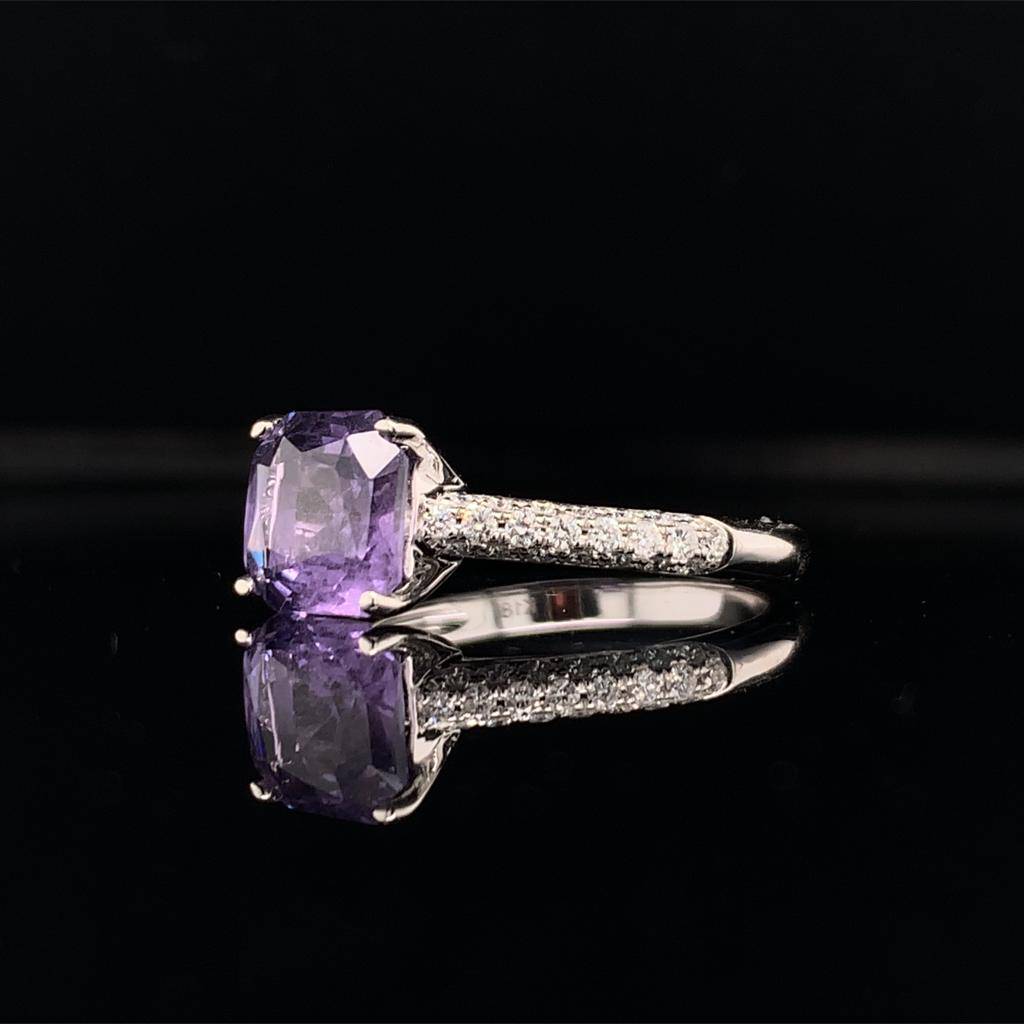 Purple Sapphire Diamond Ring 18k Gold Women 1.72 TCW Certified $3,950 913136 - Certified Fine Jewelry