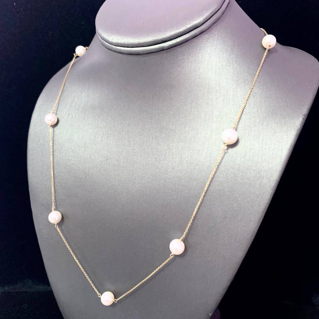 Akoya Pearl Necklace 8-7.50 mm 14k Gold 24.50" Women Certified $2,575 721781 - Certified Fine Jewelry