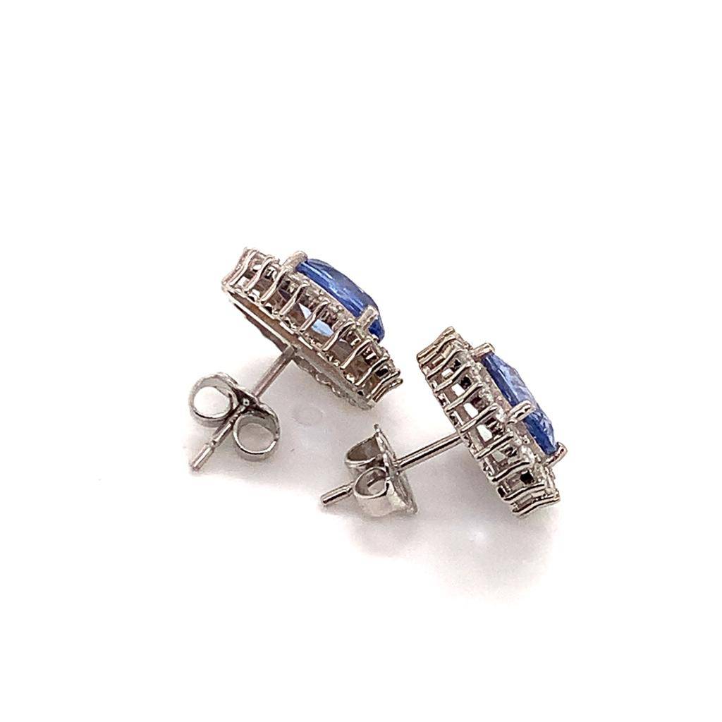 Diamond Sapphire Earrings 14k Gold 3.24 TCW Certified $5,950 018655 - Certified Fine Jewelry