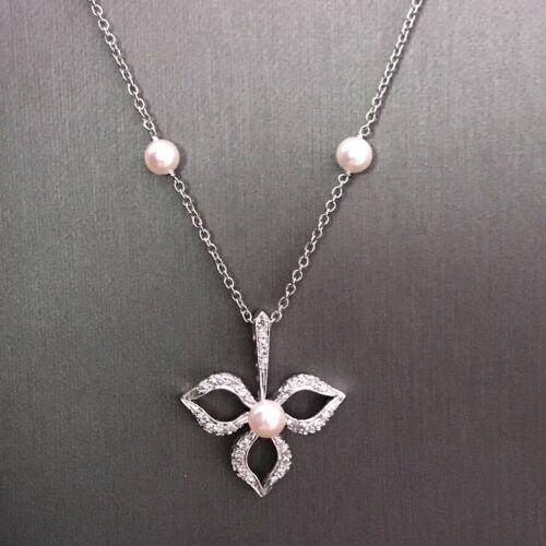 Diamond Akoya Pearl Necklace 14k Gold 5.75 mm 18.5" Certified $3,950 818062 - Certified Fine Jewelry