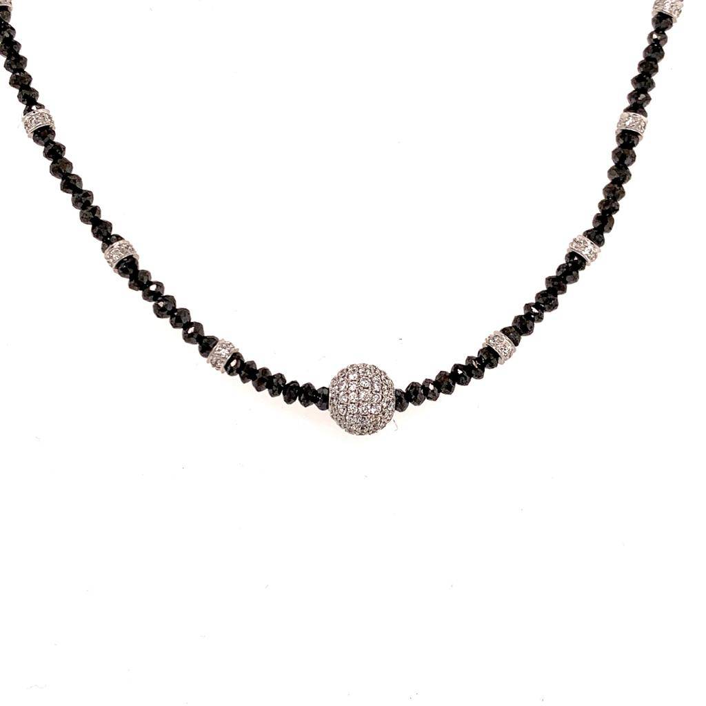 Diamond Black White Necklace 19 TCW 18k Gold 16 in Certified $5,950 920471 - Certified Fine Jewelry