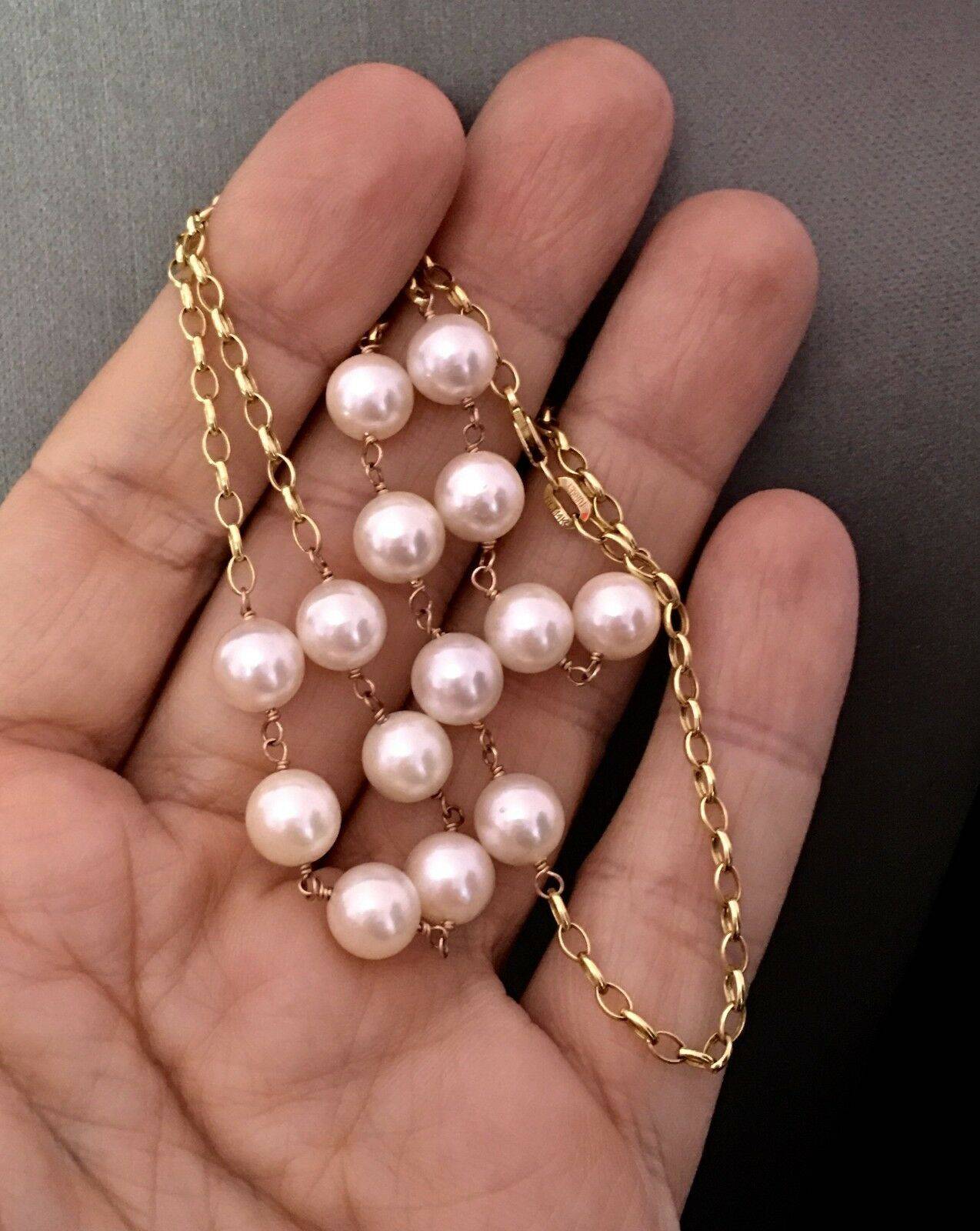 Necklace Akoya Pearl 8.10 mm 18.75" 14k Gold Women Certified $2,000 717458 - Certified Fine Jewelry