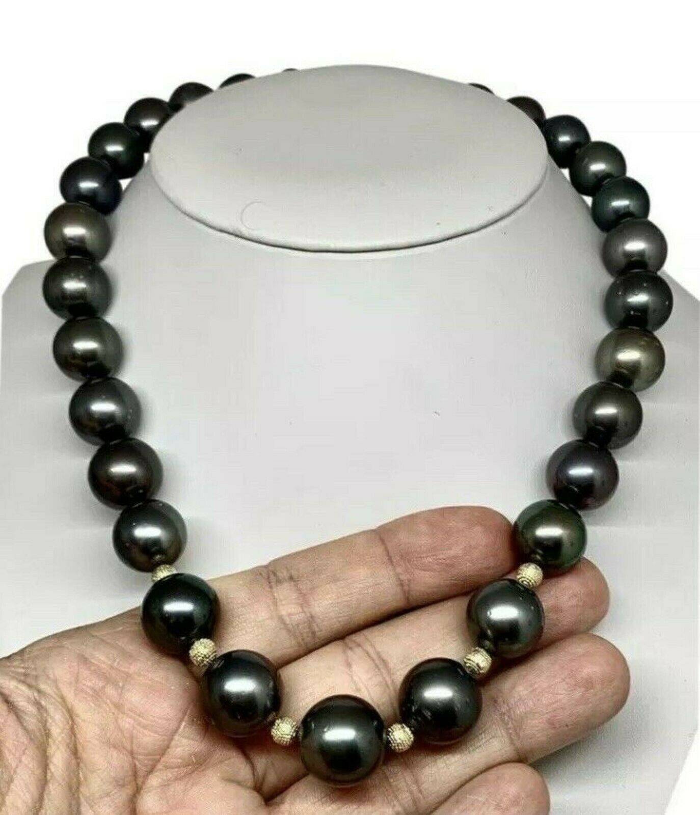 Diamond Tahitian Pearl Necklace 14k Gold 16.7 mm 19.5" Certified $19,470 915543 - Certified Fine Jewelry