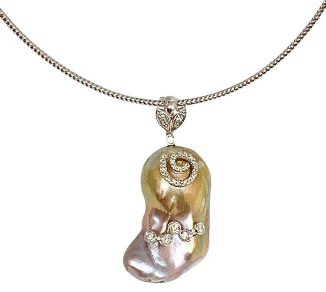 Diamond Fresh Water Pearl Necklace Baroque 14k Gold Italy Certified $3,950 914368 - Certified Fine Jewelry