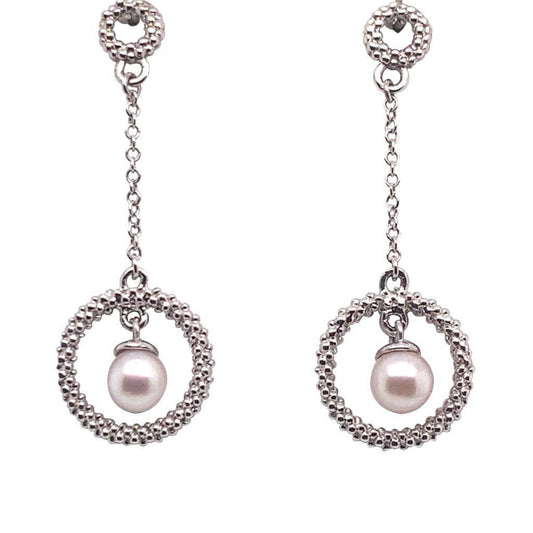 Akoya Pearl Earrings 14 KT White Gold 5.25 mm Certified $990 017544 - Certified Fine Jewelry