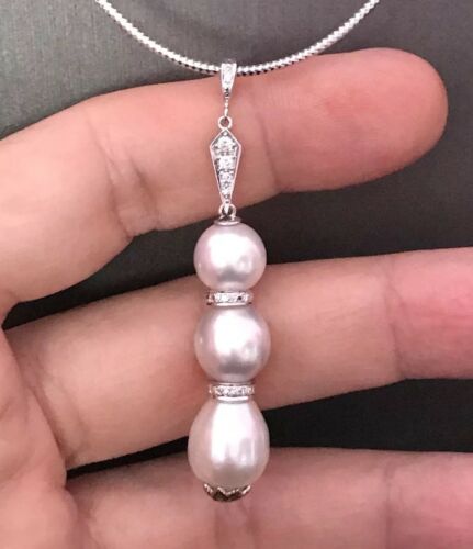 Diamond South Sea Pearl Necklace 14k Gold 12 mm Italy Certified $3,490 817269 - Certified Fine Jewelry