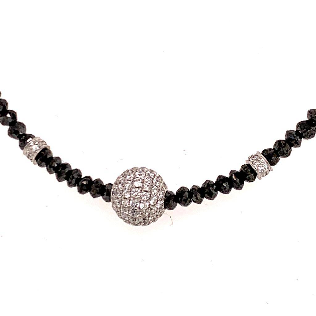 Diamond Black White Necklace 19 TCW 18k Gold 16 in Certified $5,950 920471 - Certified Fine Jewelry