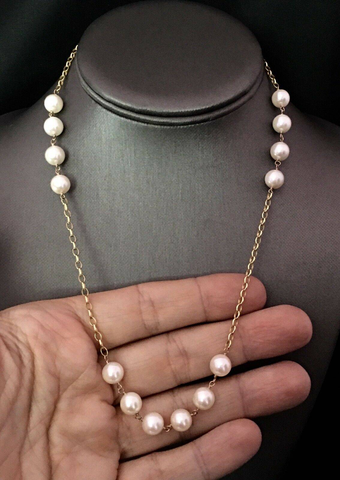 Necklace Akoya Pearl 8.10 mm 18.75" 14k Gold Women Certified $2,000 717458 - Certified Fine Jewelry