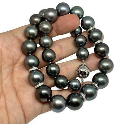 Diamond Tahitian Pearl Necklace 14k Gold 16.3 mm 16.5" Certified $24,000 914649 - Certified Fine Jewelry