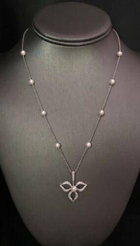 Diamond Akoya Pearl Necklace 14k Gold 5.75 mm 18.5" Certified $3,950 818062 - Certified Fine Jewelry
