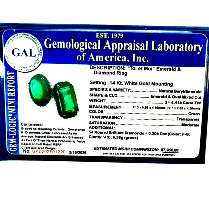Natural Emerald Diamond Ring Size 6.5 14k Gold 4.71 TCW Certified $7,950 601220