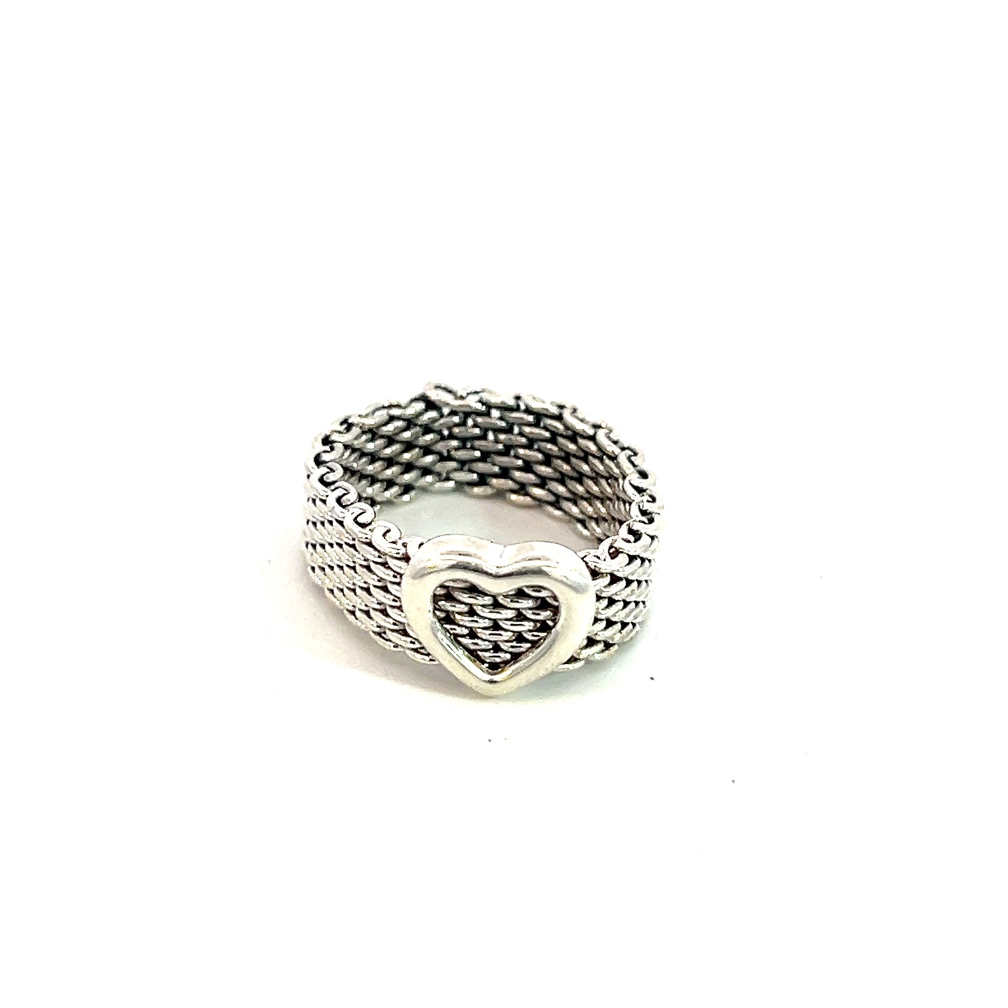 Tiffany & Co Estate Somerset Heart Ring Size 5.5 Sterling Silver 6.5 mm TIF690