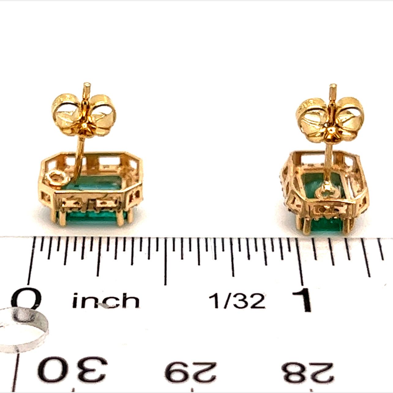 Natural Emerald Diamond Stud Earrings 14k Y Gold 1.85 TCW Certified $3,950 111884 - Certified Fine Jewelry