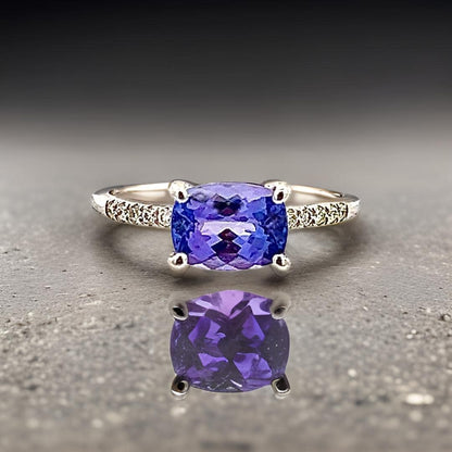 Natural Tanzanite Diamond Ring Size 6.5 14k W Gold 1.79 TCW Certified $3,950 310606