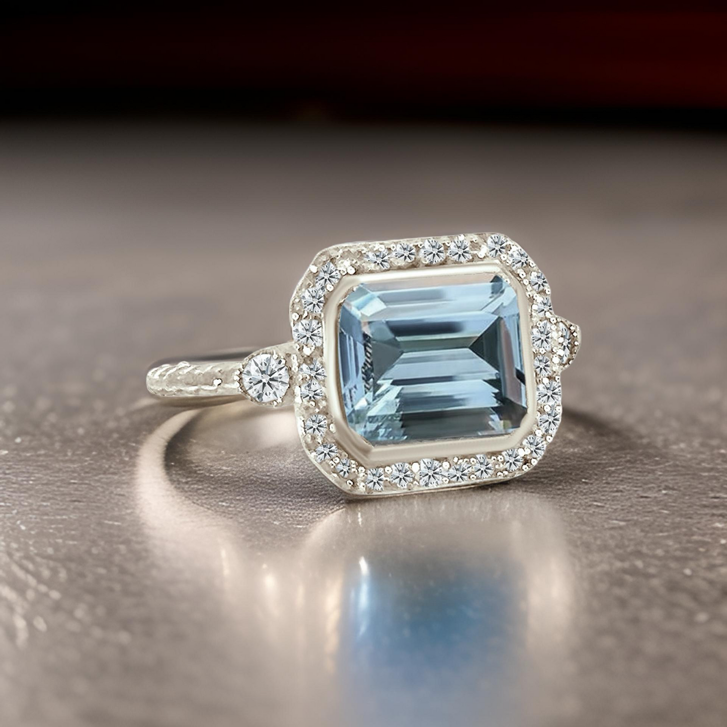 Natural Aquamarine Diamond Ring 6.5 14k White Gold 3.05 TCW Certified $3,950 310652