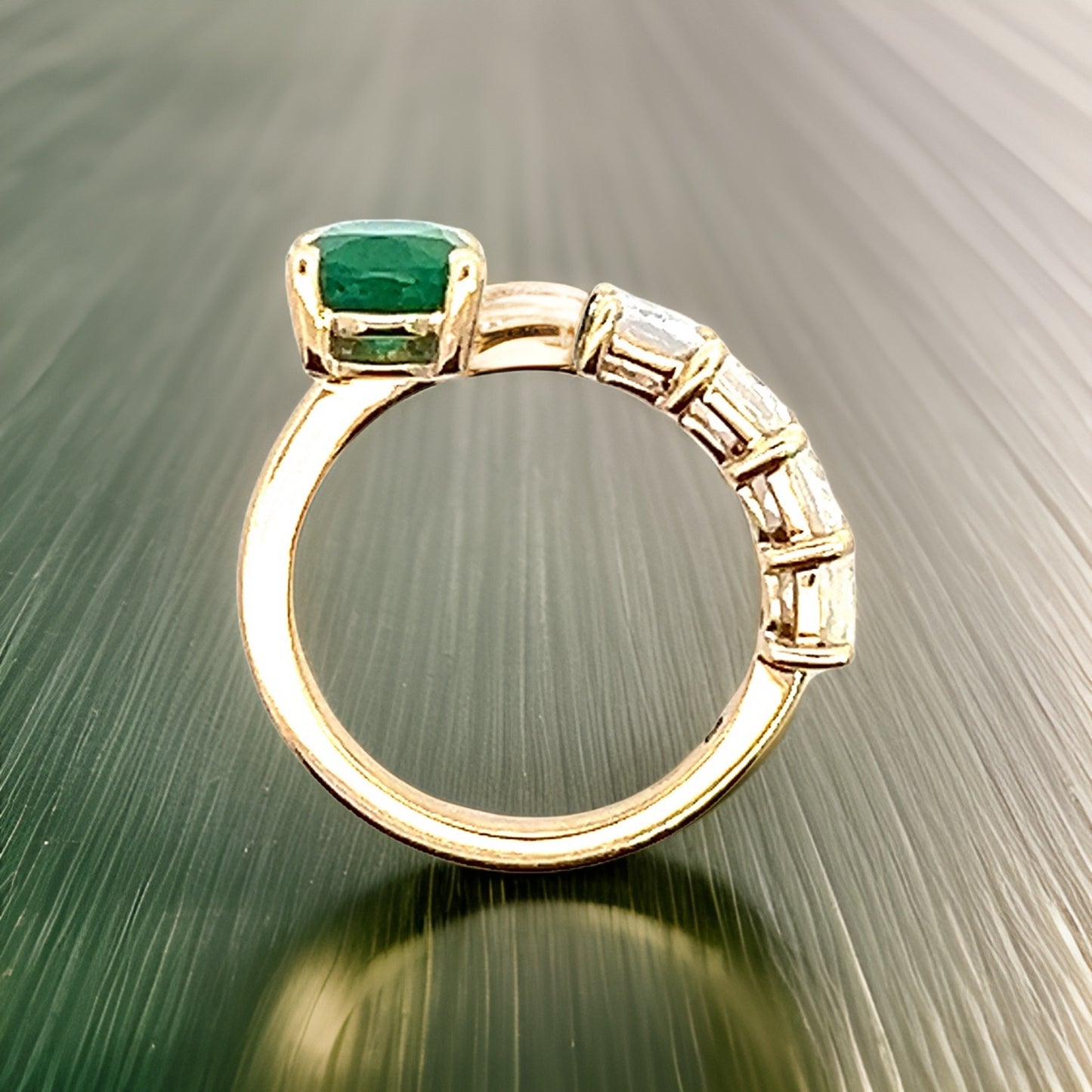 Natural Emerald and White Sapphire Ring 6.5 14k Y Gold 4.05 TCW Certified $4,950 310640