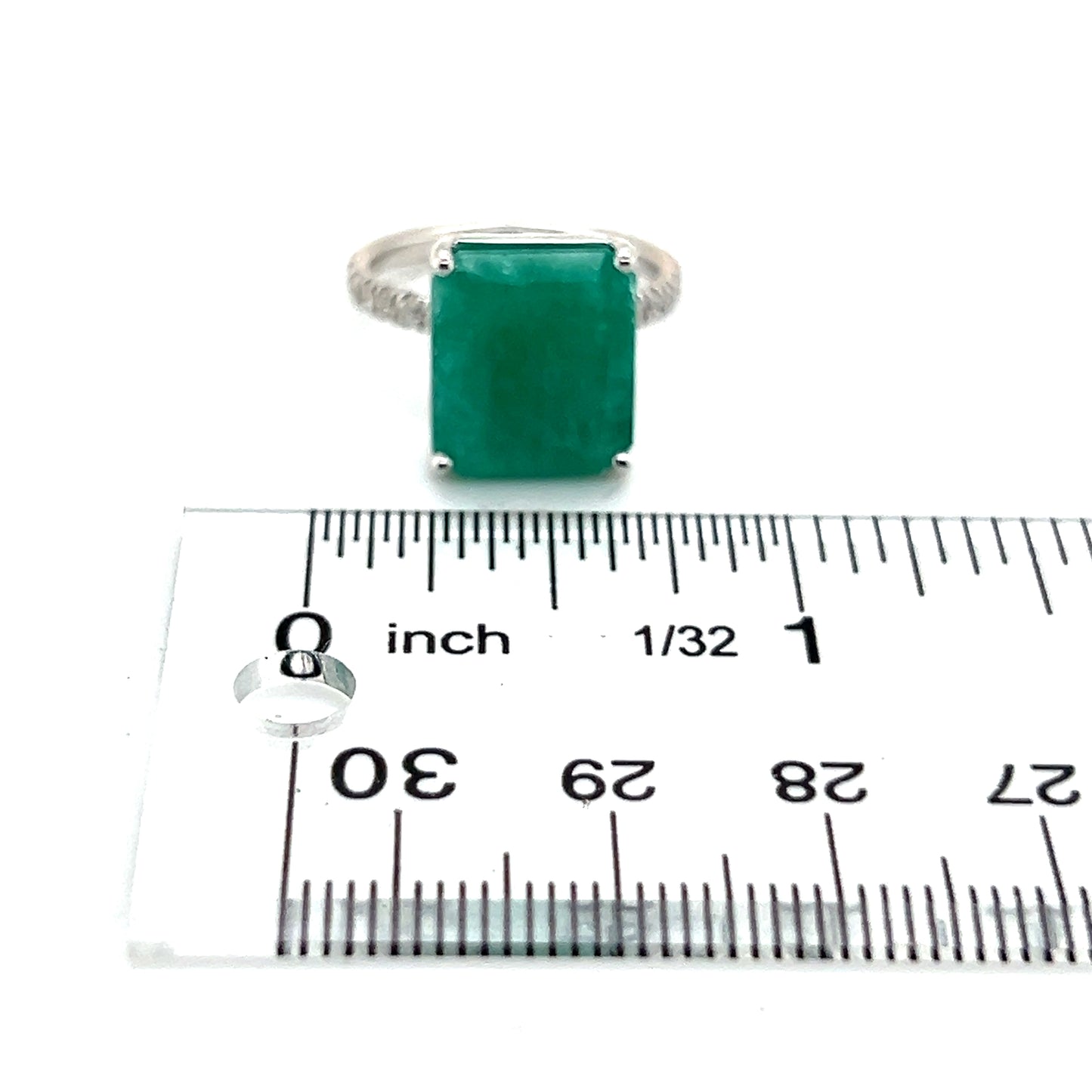 Natural Emerald Diamond Ring Size 6.5 14k White Gold 8.27 TCW Certified $4,950 310998