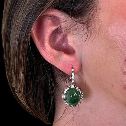 Garnet Tsavorite & Diamond Earrings 14k WG 22.44 TCW Certified $6,950 311038