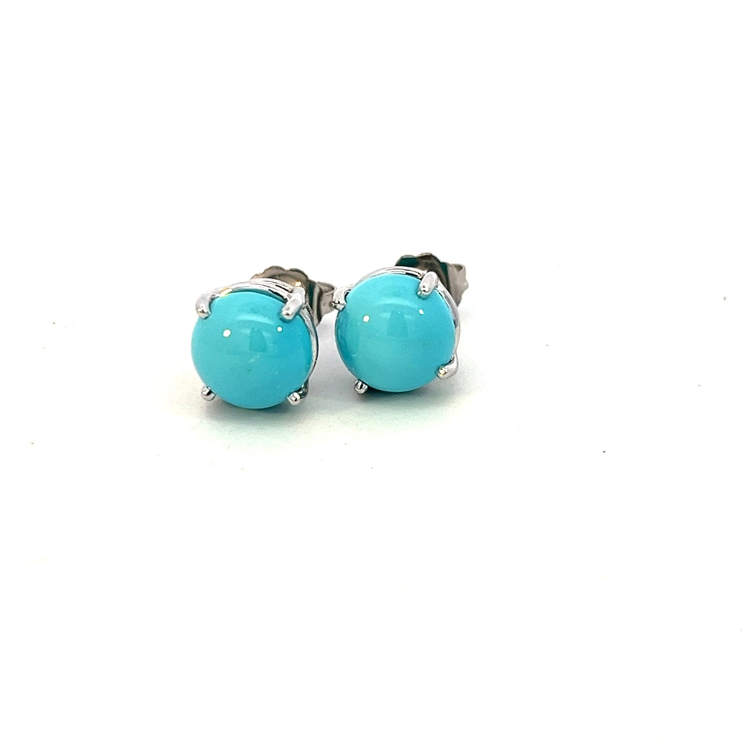 Natural Persian Turquoise Stud Earrings 14k White Gold 5.01 Cts Certified $1,290 311050