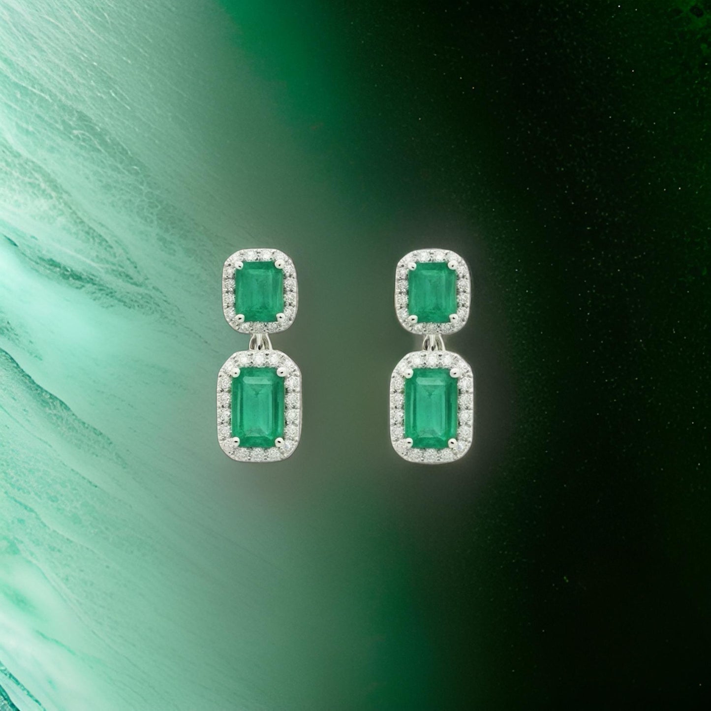 Natural Emerald Diamond Earrings 14k Gold 3.48 TCW Certified $7,950 310551