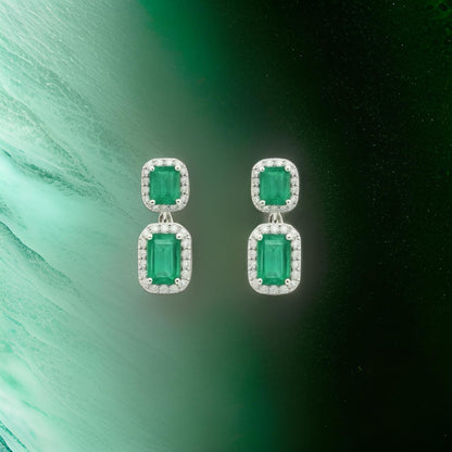 Natural Emerald Diamond Earrings 14k Gold 3.48 TCW Certified $7,950 310551