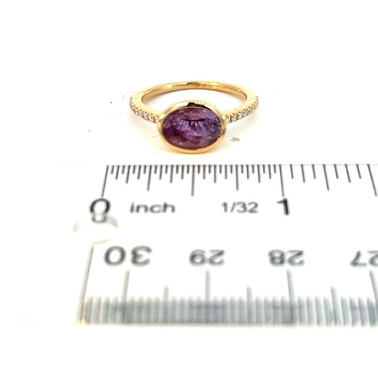 Natural Amethyst Diamond Ring Size 6.5 14k Y Gold 1.87 TCW Certified $2,690 221292