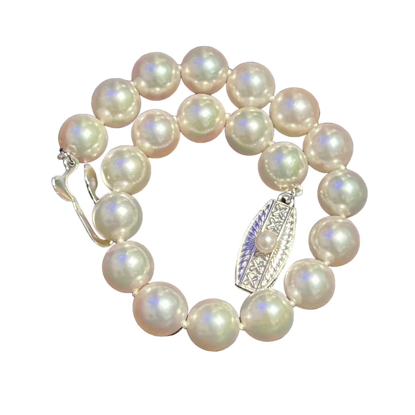 Mikimoto Estate Akoya pearl Bracelet 7" Sterling Silver 6 mm M397