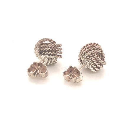 Tiffany & Co Estate Love Knot Earrings Sterling Silver TIF586