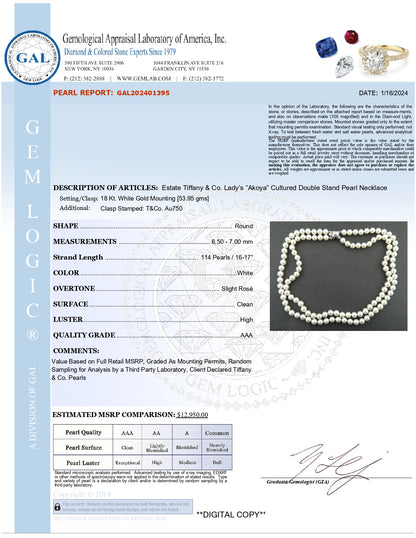 Tiffany & Co Estate Akoya Pearl Necklace 16-17" 18k Gold 7 mm Certified $12,950 401395 - Certified Fine Jewelry