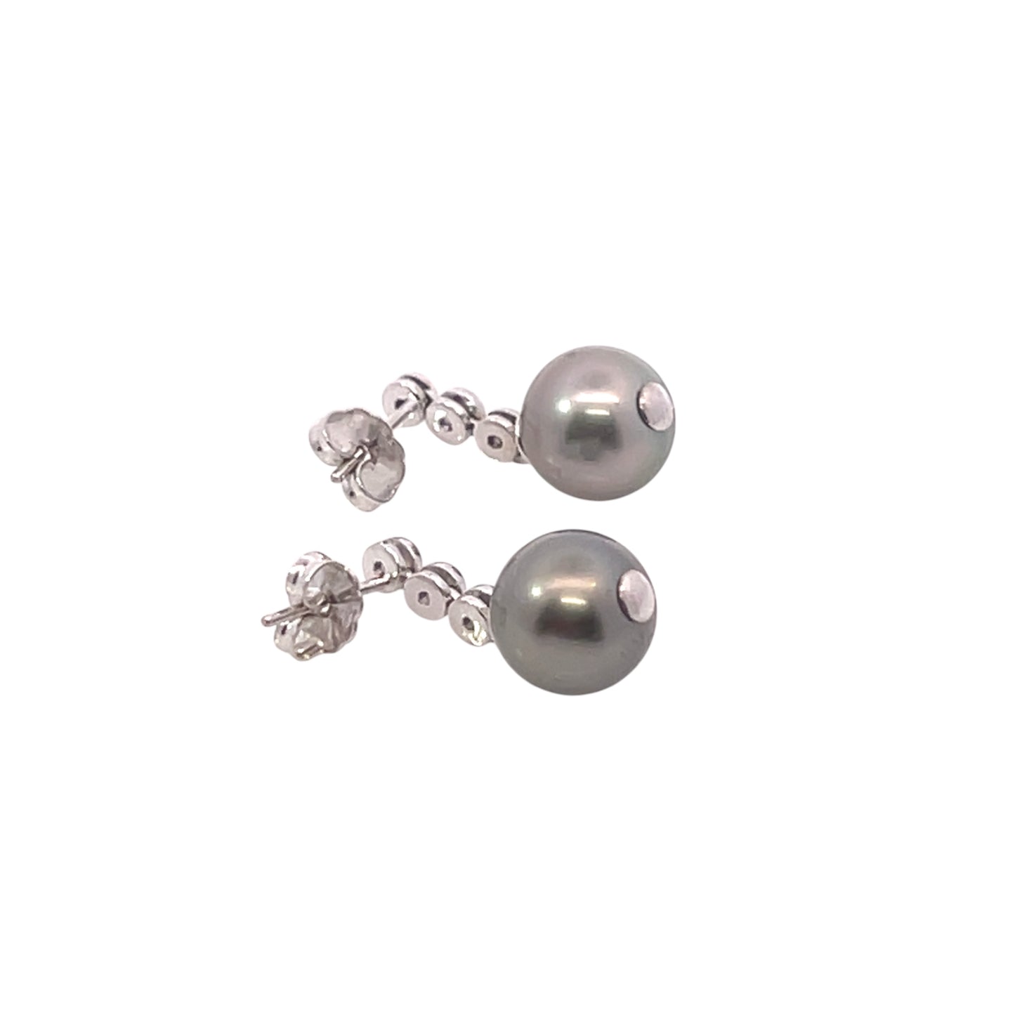 Tahitian Pearl & Sapphire Earrings 14k Gold 9.46 mm Certified $1,790 111301