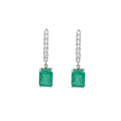 Natural Emerald Diamond Earrings 14k Gold 3.02 TCW Certified $3,950 113435