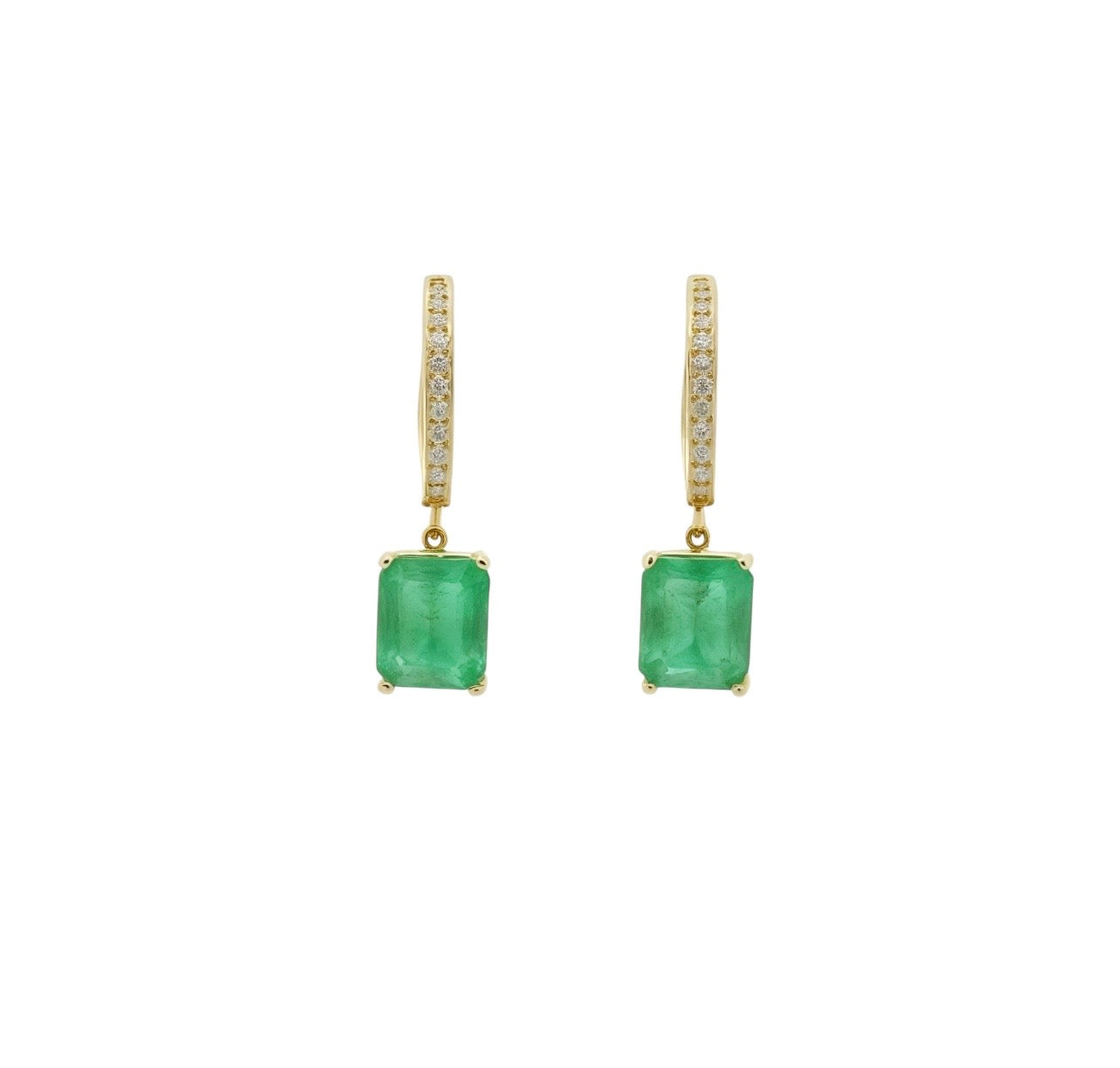 Natural Emerald Diamond Earrings 14k Yellow Gold 3.56 TCW Certified $4,975 114424