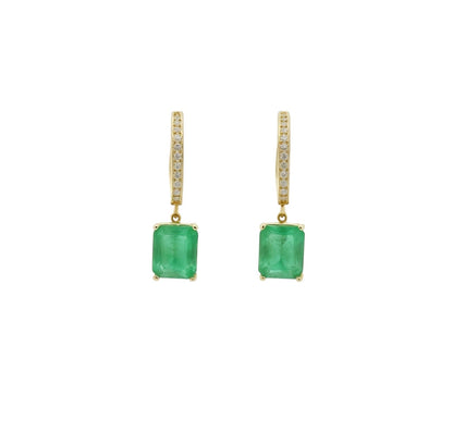 Natural Emerald Diamond Earrings 14k Yellow Gold 3.56 TCW Certified $4,975 114424