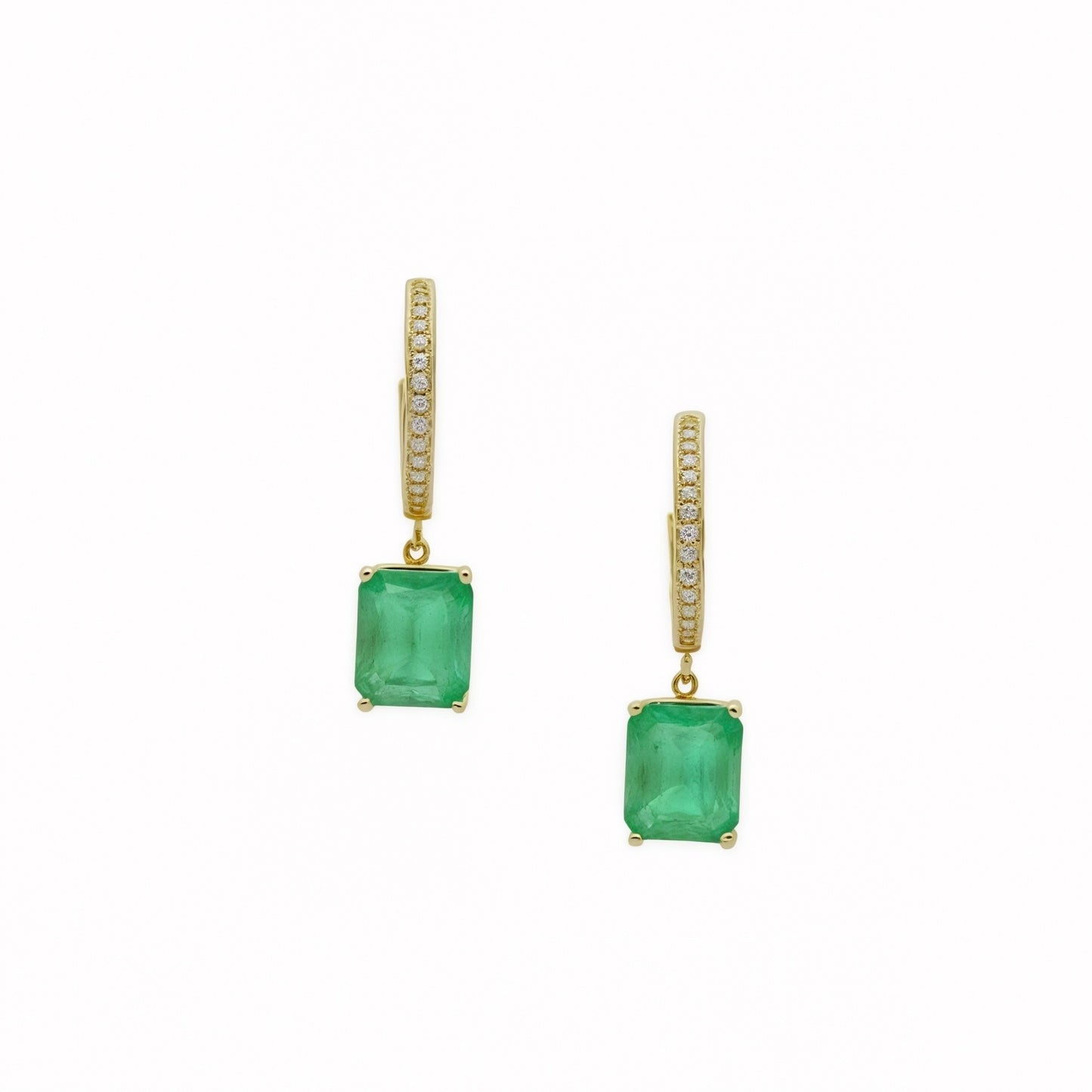 Natural Emerald Diamond Earrings 14k Yellow Gold 3.56 TCW Certified $4,975 114424