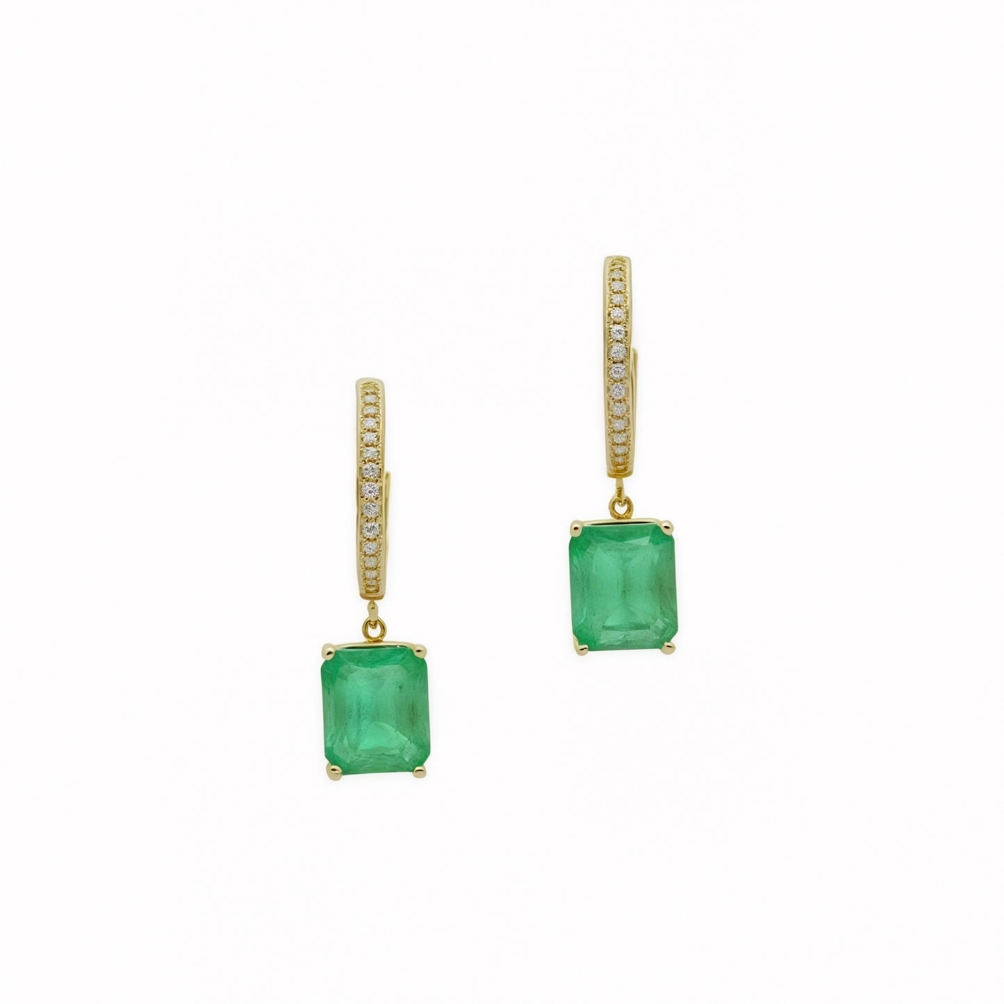 Natural Emerald Diamond Earrings 14k Yellow Gold 3.56 TCW Certified $4,975 114424