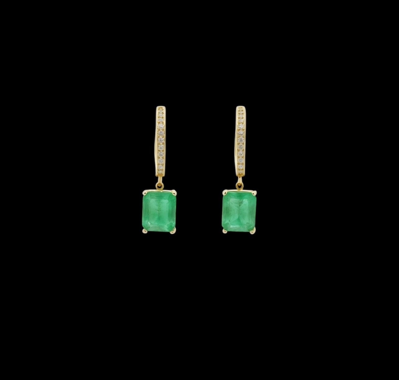 Natural Emerald Diamond Earrings 14k Yellow Gold 3.56 TCW Certified $4,975 114424