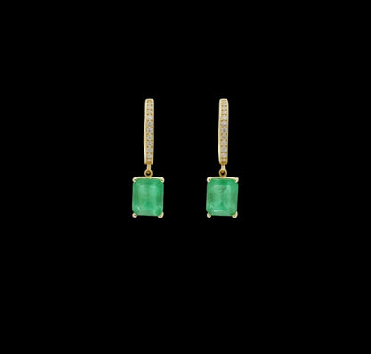 Natural Emerald Diamond Earrings 14k Yellow Gold 3.56 TCW Certified $4,975 114424