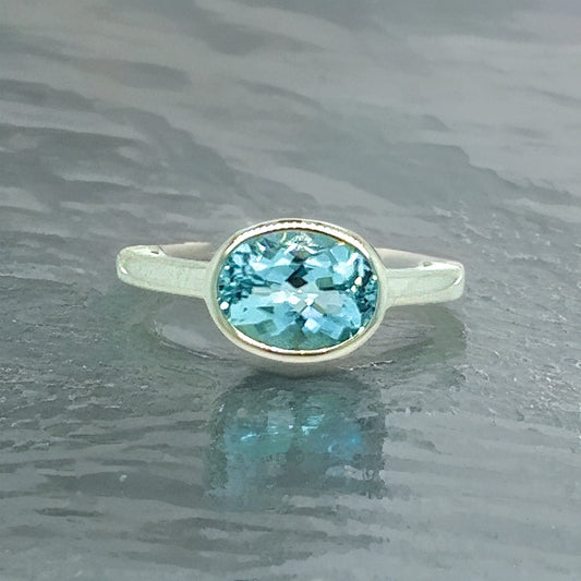 Natural Aquamarine Ring 6.5 14k W Gold 1.64 TCW Certified $1,950 221341 - Certified Fine Jewelry