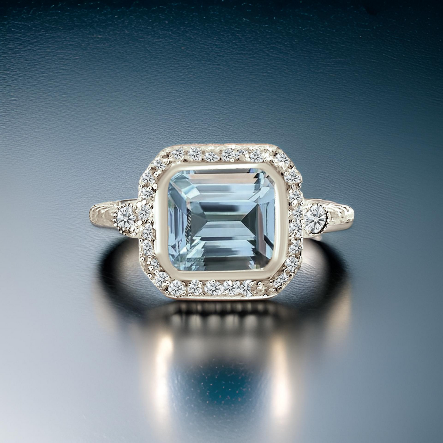 Natural Aquamarine Diamond Ring 6.5 14k White Gold 3.05 TCW Certified $3,950 310652