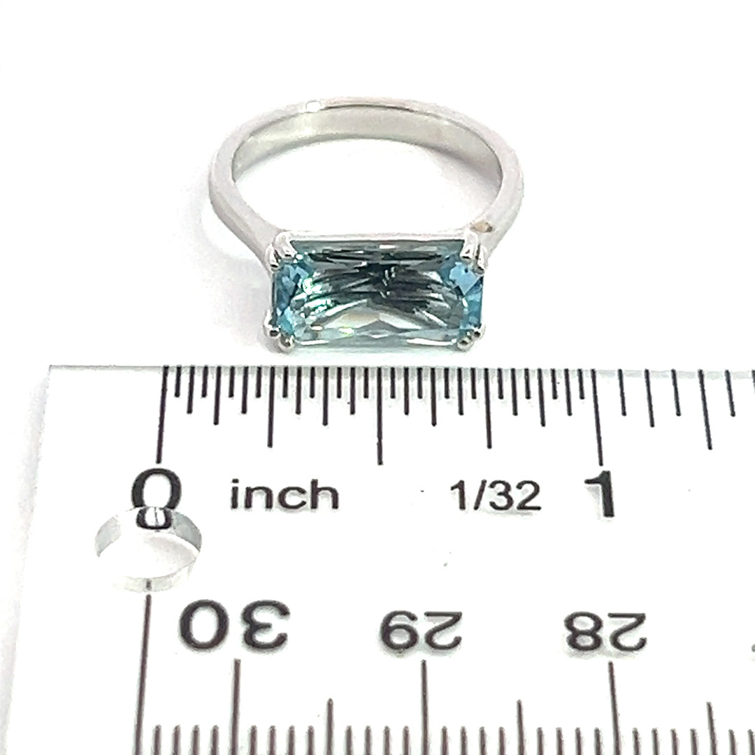 Natural Solitaire Aquamarine Ring Size 6.5 14k W Gold 2.71 Cts Certified $2,490 401572