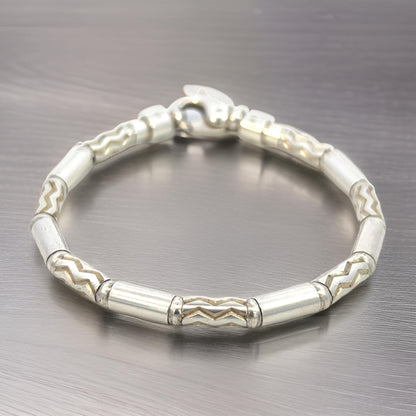 Tiffany & Co Estate German Zig Zag Bracelet 7.5" Sterling Silver 4.5 mm TIF705