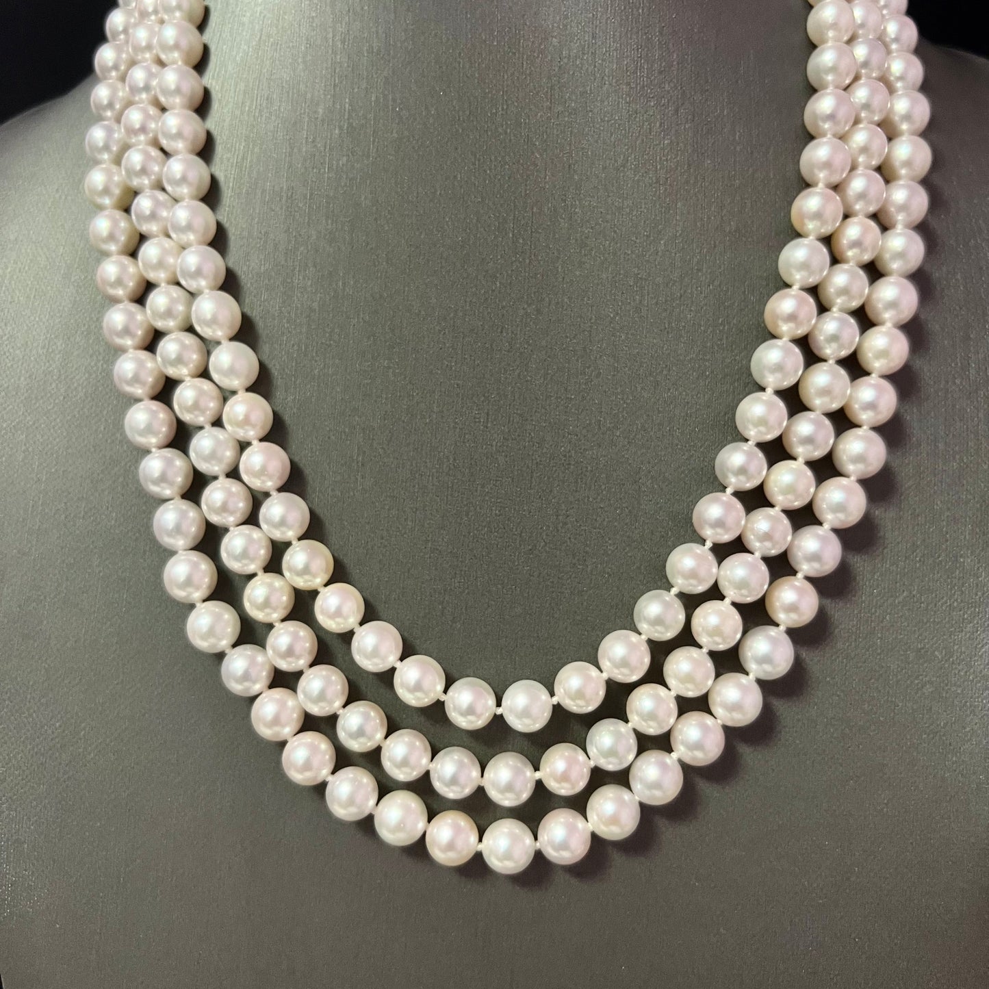 Natural Akoya Pearl Diamond Necklace 60.5" 18k White Gold 8 mm Certified $7,950 307925 - Certified Fine Jewelry