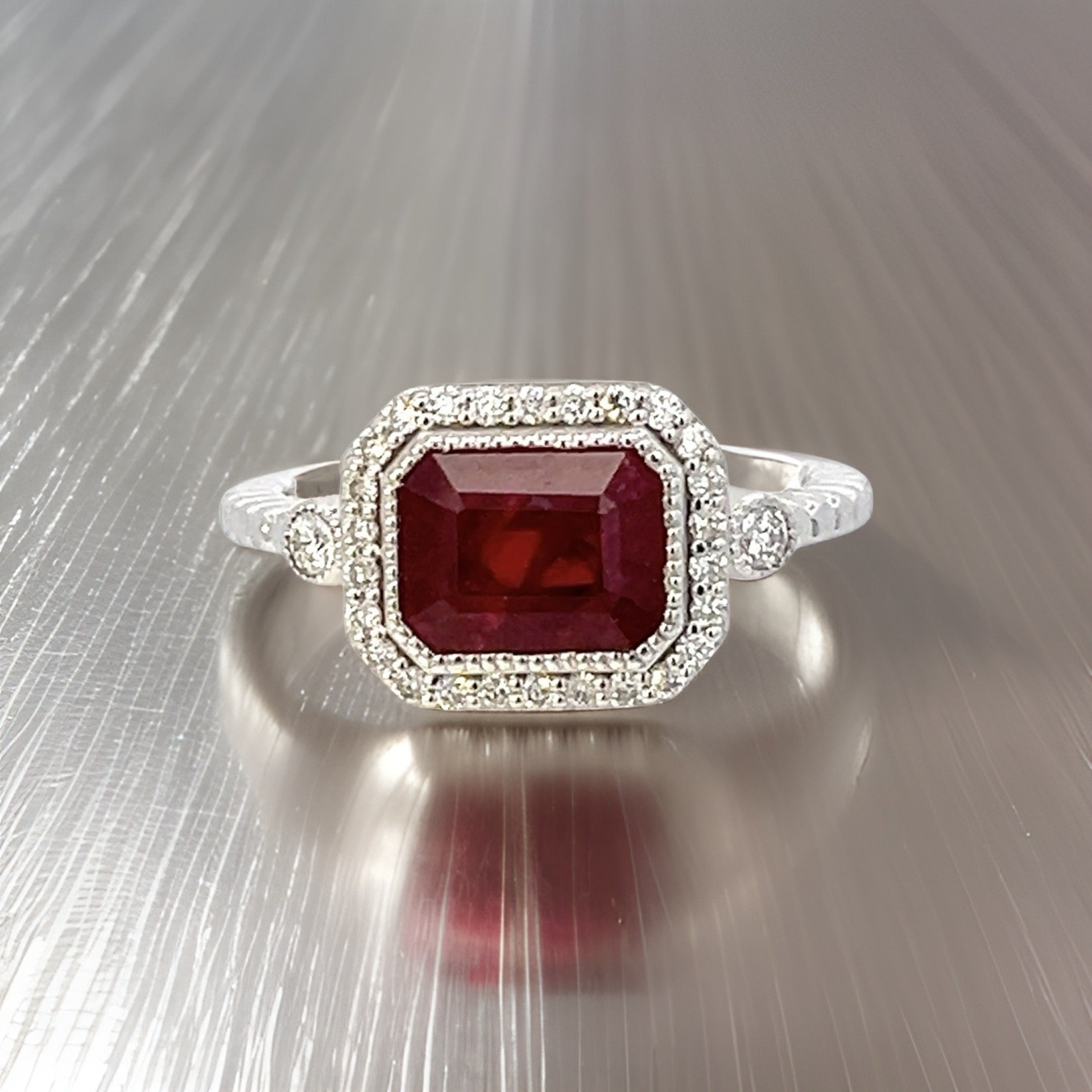 14kt Rose Gold Natural Oval Ruby Diamond Ribbon Halo Ring P*M  Baguette/Asscher | eBay